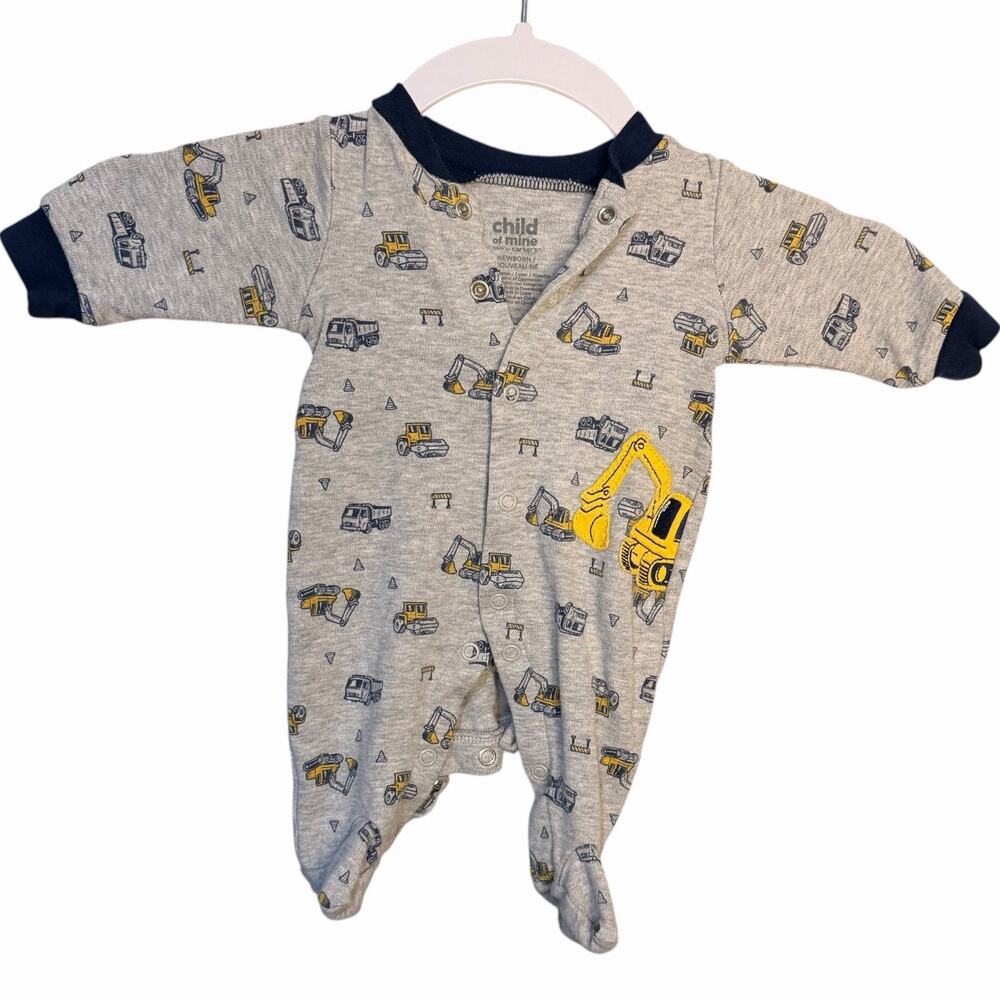 Child Of Mine Carters Snap Button Jumpsuit Coverall Baby Boy Newborn Gray Trucks